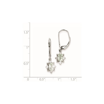 Sterling Silver Diamond u0026 Green Quartz Earrings
