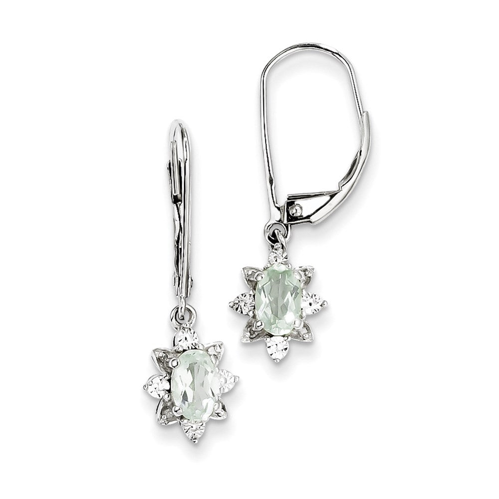 Sterling Silver Diamond u0026 Green Quartz Earrings