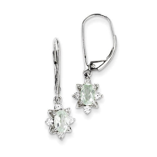 Sterling Silver Diamond u0026 Green Quartz Earrings