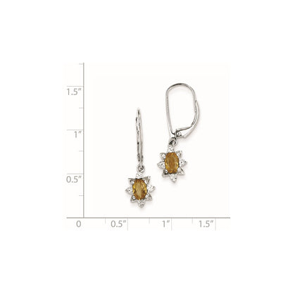 Sterling Silver Diamond u0026 Whiskey Quartz Earrings