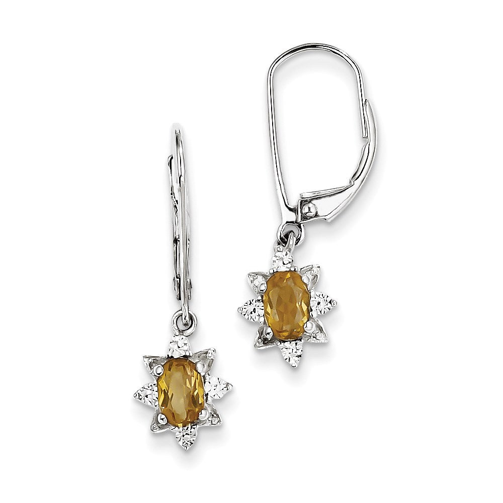 Sterling Silver Diamond u0026 Whiskey Quartz Earrings