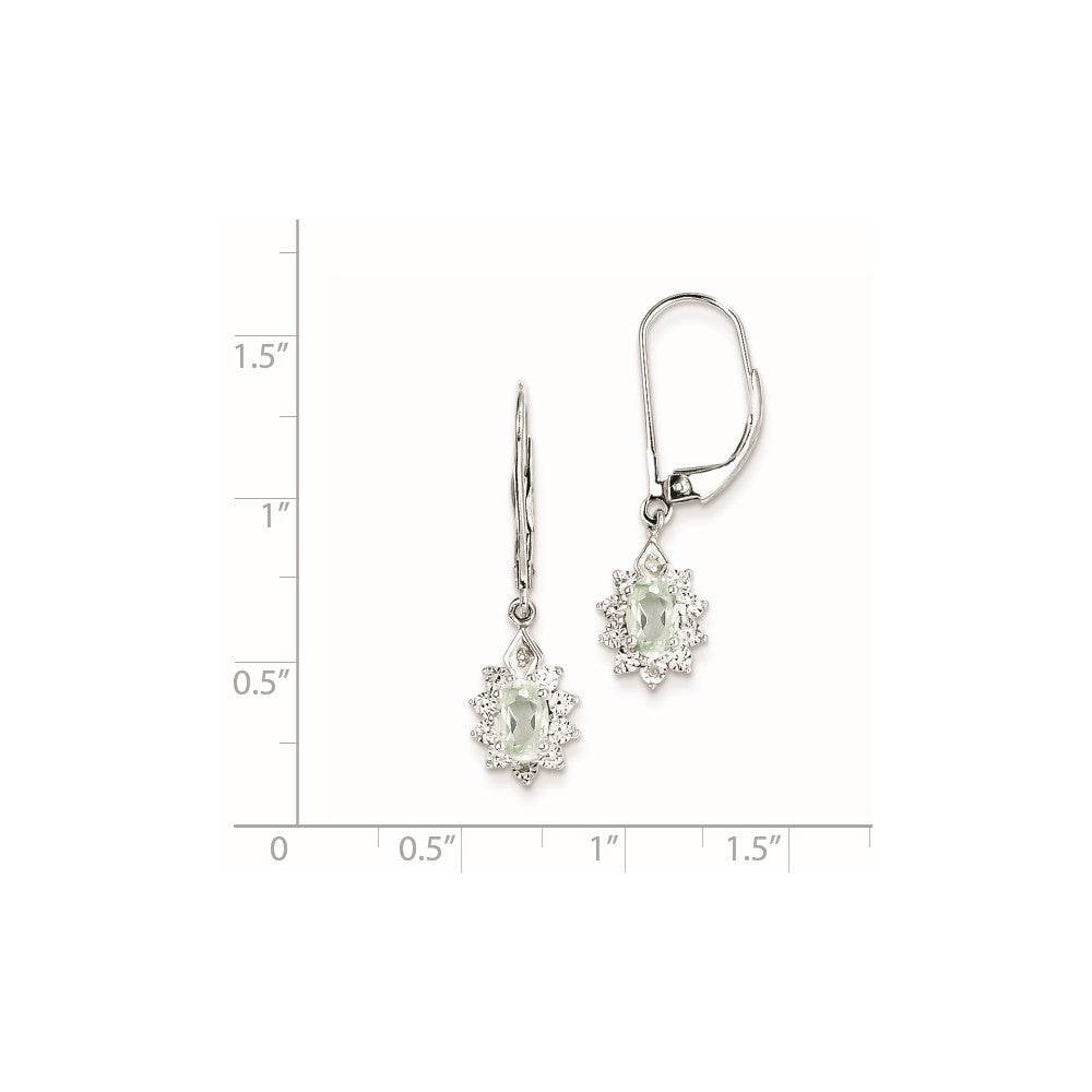Sterling Silver Diamond u0026 Green Quartz Earrings