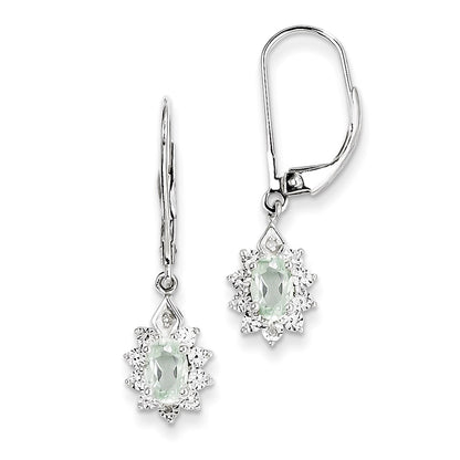 Sterling Silver Diamond u0026 Green Quartz Earrings