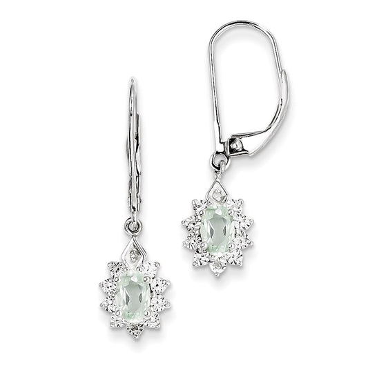 Sterling Silver Diamond u0026 Green Quartz Earrings