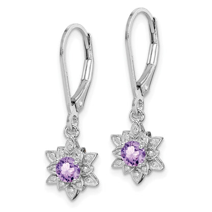 Sterling Silver Rhodium-plated Diamond u0026 Pink Quartz Earrings