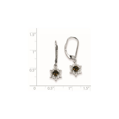 Sterling Silver Diamond u0026 Smoky Quartz Earrings