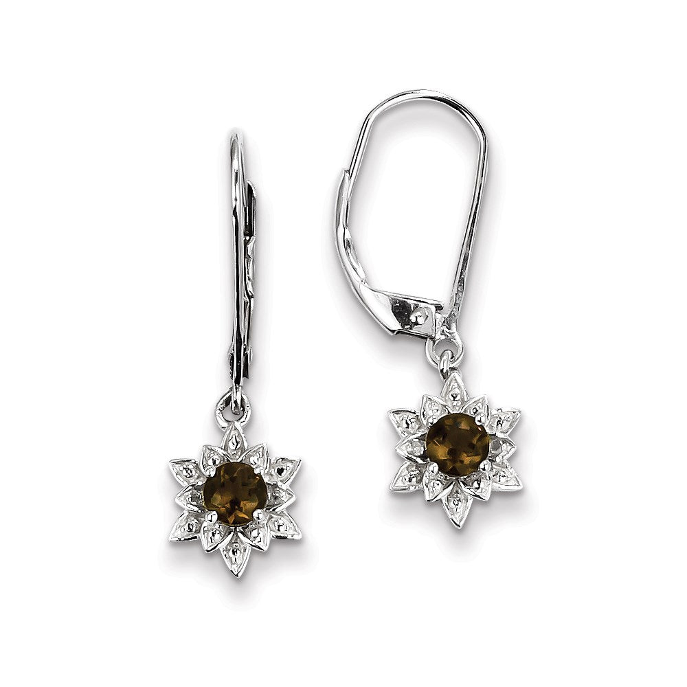 Sterling Silver Diamond u0026 Smoky Quartz Earrings