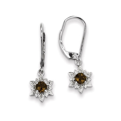 Sterling Silver Diamond u0026 Smoky Quartz Earrings