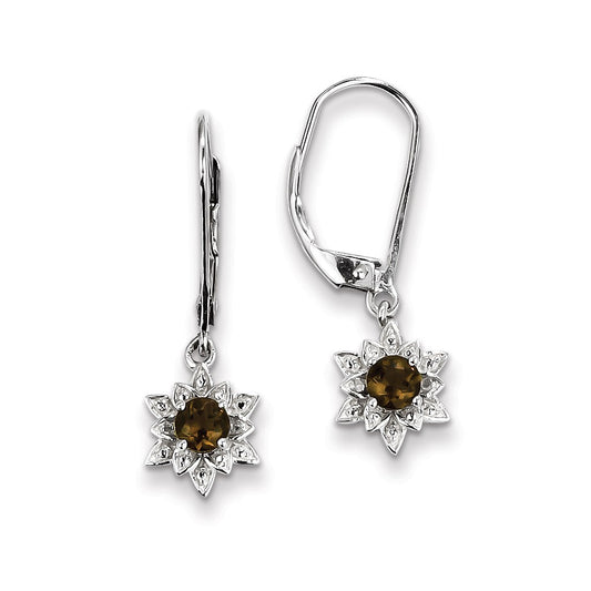 Sterling Silver Diamond u0026 Smoky Quartz Earrings