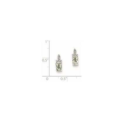 Sterling Silver Diamond u0026 Green Quartz Earrings