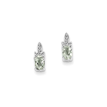 Sterling Silver Diamond u0026 Green Quartz Earrings