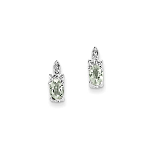 Sterling Silver Diamond u0026 Green Quartz Earrings