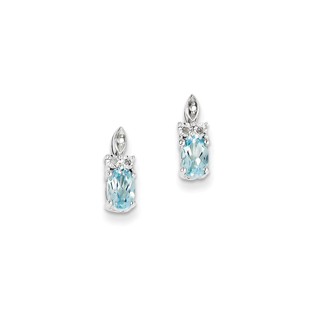 Sterling Silver Diamond u0026 Light Blue Topaz Earrings