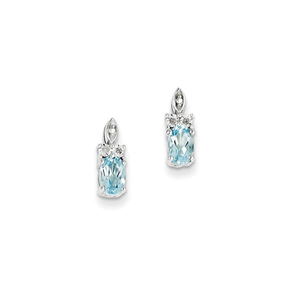 Sterling Silver Diamond u0026 Light Blue Topaz Earrings