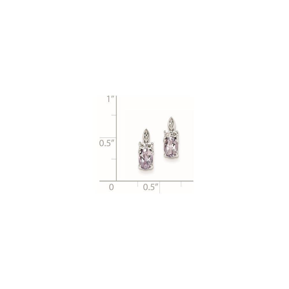 Sterling Silver Diamond u0026 Pink Quartz Earrings