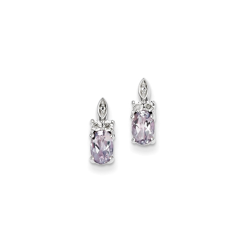Sterling Silver Diamond u0026 Pink Quartz Earrings