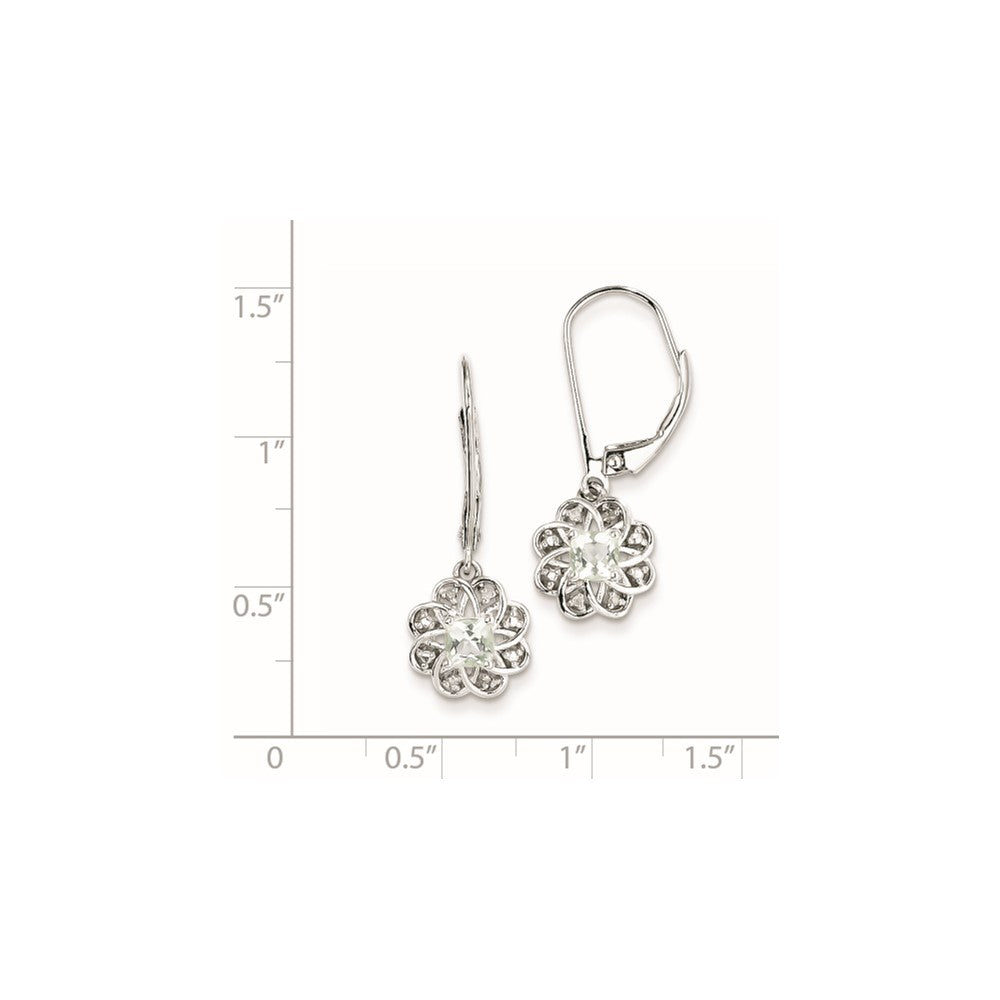 Sterling Silver Diamond u0026 Green Quartz Earrings