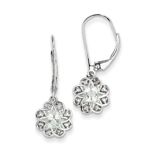 Sterling Silver Diamond u0026 Green Quartz Earrings