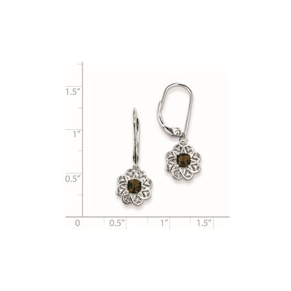 Sterling Silver Diamond u0026 Smoky Quartz Earrings