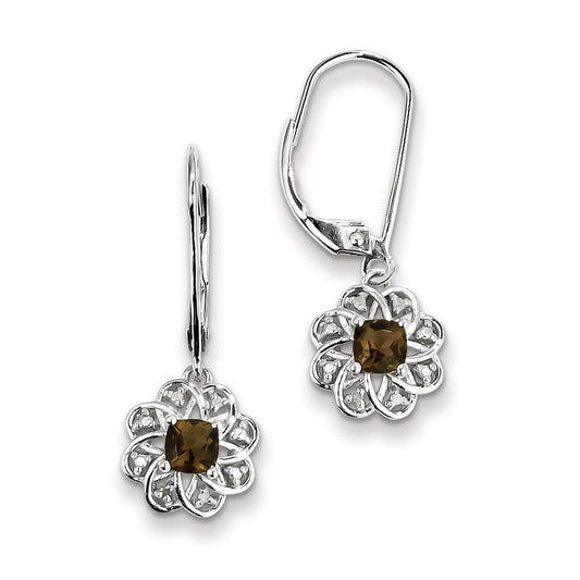 Sterling Silver Diamond u0026 Smoky Quartz Earrings