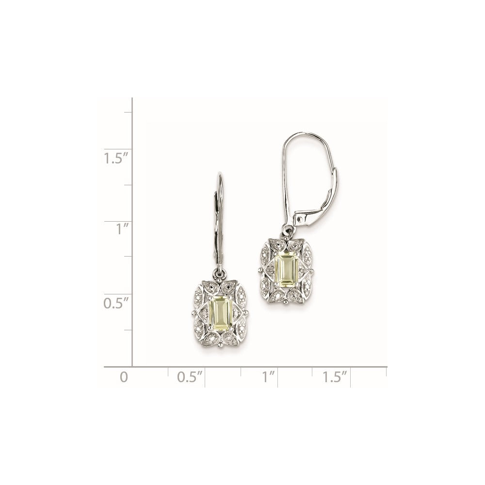 Sterling Silver Diamond u0026 Lemon Quartz Earrings