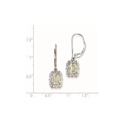 Sterling Silver Diamond u0026 Lemon Quartz Earrings