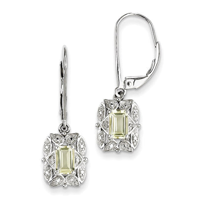 Sterling Silver Diamond u0026 Lemon Quartz Earrings