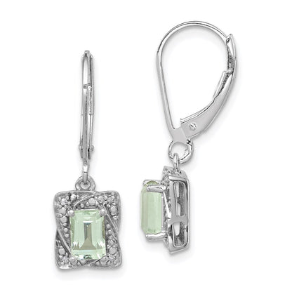 Sterling Silver Rhodium-plated Diamond u0026 Green Quartz Earrings
