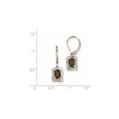 Sterling Silver Diamond u0026 Smoky Quartz Earrings