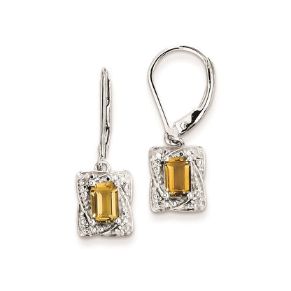 Sterling Silver Diamond u0026 Whiskey Quartz Earrings