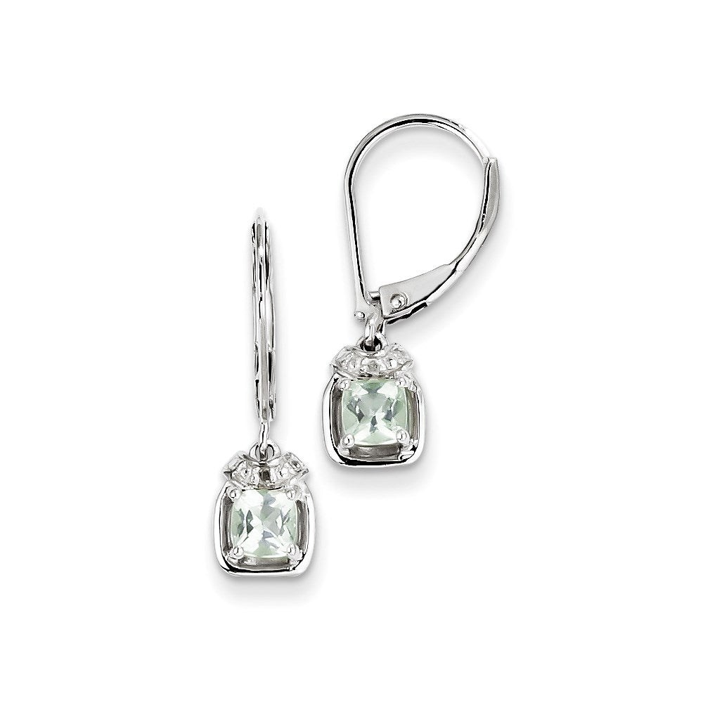 Sterling Silver Diamond u0026 Green Quartz Earrings