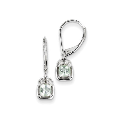 Sterling Silver Diamond u0026 Green Quartz Earrings