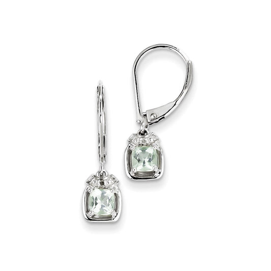 Sterling Silver Diamond u0026 Green Quartz Earrings