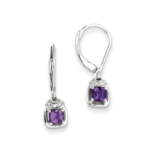 Sterling Silver Diamond u0026 Amethyst Earrings
