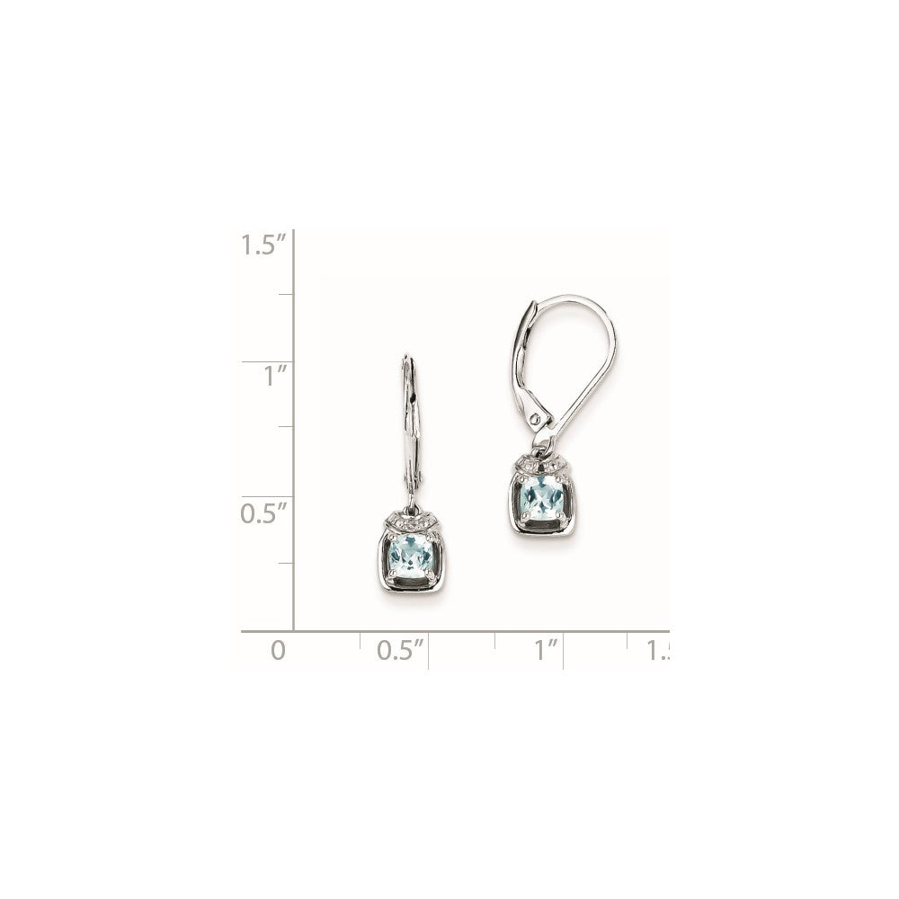 Sterling Silver Diamond u0026 Light Blue Topaz Earrings