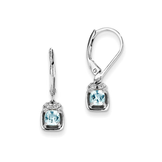 Sterling Silver Diamond u0026 Light Blue Topaz Earrings