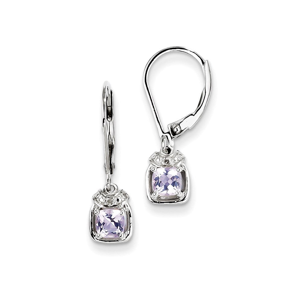 Sterling Silver Diamond u0026 Pink Quartz Earrings