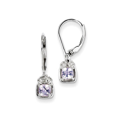 Sterling Silver Diamond u0026 Pink Quartz Earrings