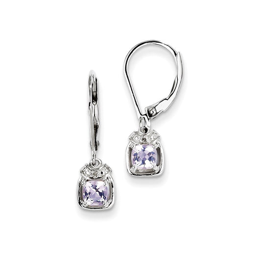 Sterling Silver Diamond u0026 Pink Quartz Earrings