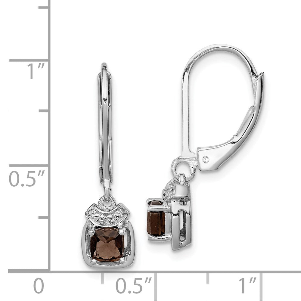 Sterling Silver Rhodium-plated Diamond u0026 Smoky Quartz Earrings