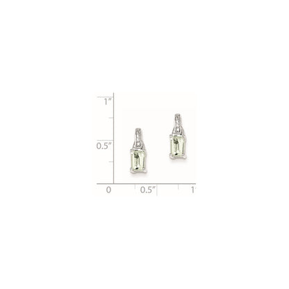 Sterling Silver Diamond u0026 Green Quartz Earrings