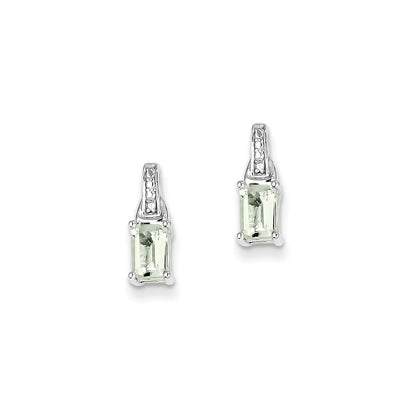Sterling Silver Diamond u0026 Green Quartz Earrings