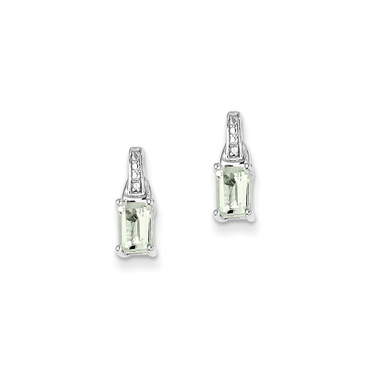 Sterling Silver Diamond u0026 Green Quartz Earrings