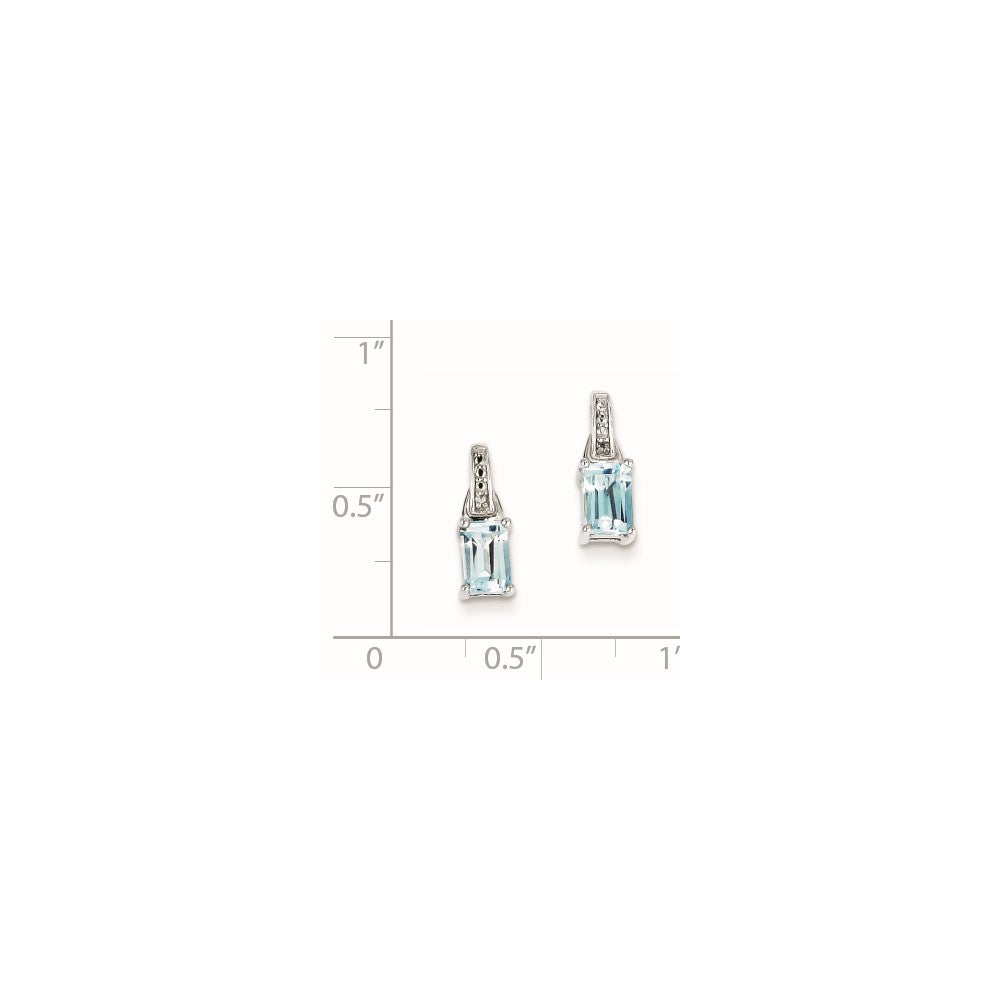 Sterling Silver Diamond u0026 Light Blue Topaz Earrings