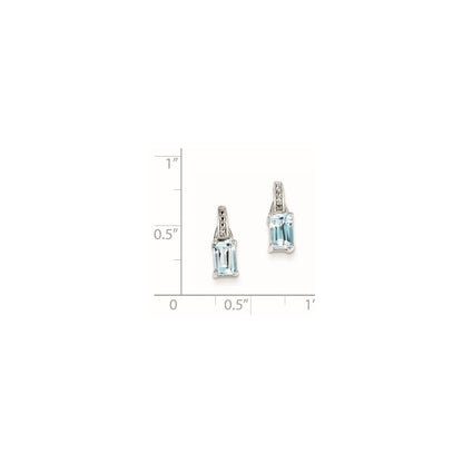 Sterling Silver Diamond u0026 Light Blue Topaz Earrings