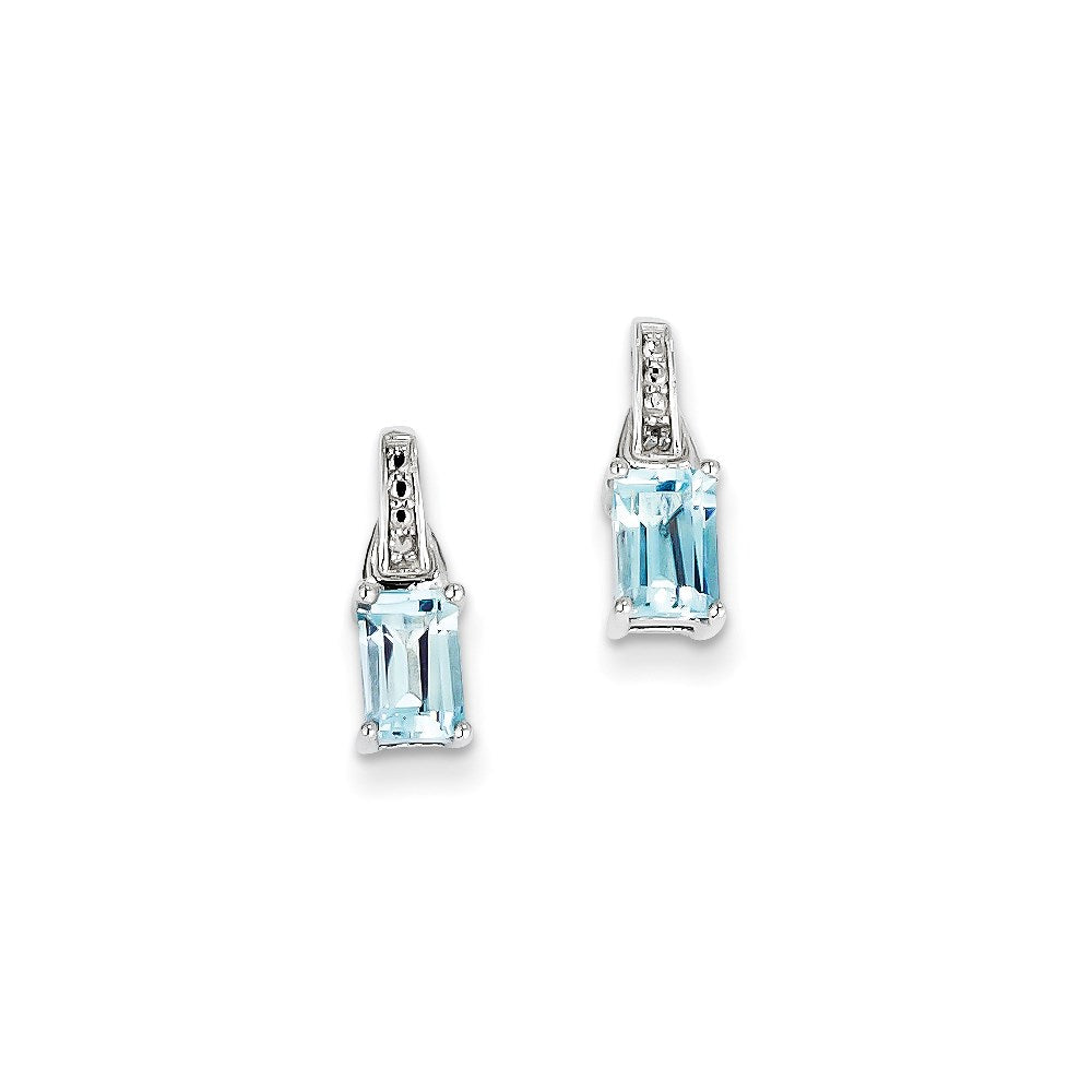 Sterling Silver Diamond u0026 Light Blue Topaz Earrings