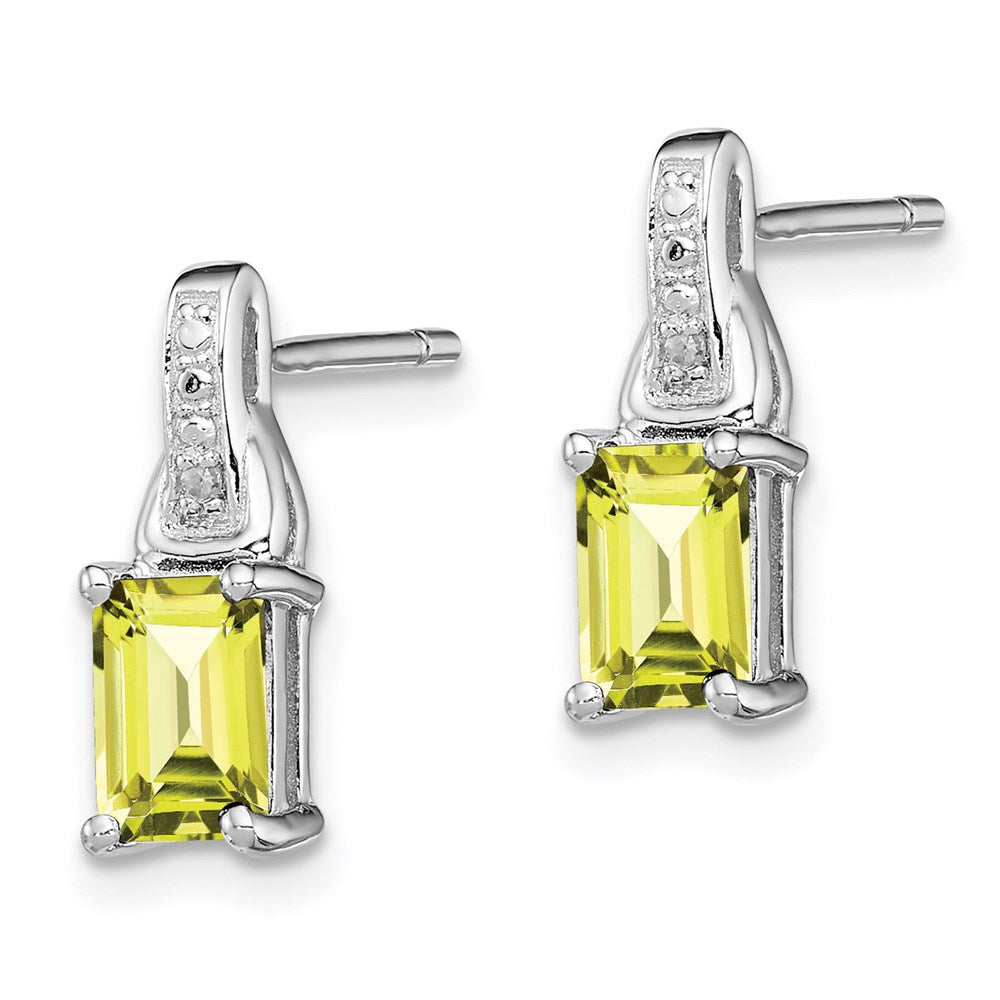 Sterling Silver Rhodium-plated Diamond u0026 Lemon Quartz Earrings