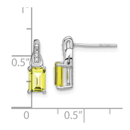 Sterling Silver Rhodium-plated Diamond u0026 Lemon Quartz Earrings