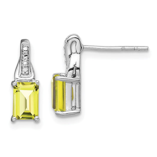 Sterling Silver Rhodium-plated Diamond u0026 Lemon Quartz Earrings