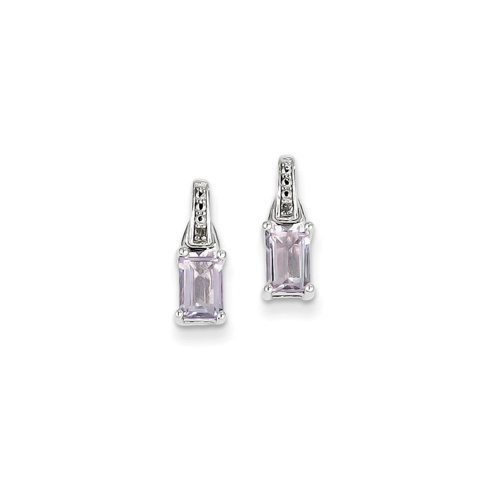 Sterling Silver Diamond u0026 Pink Quartz Earrings